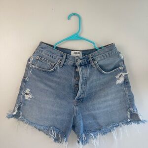 Agolde Women's Parker Ripped Cutoff Jean Shorts - Light Blue